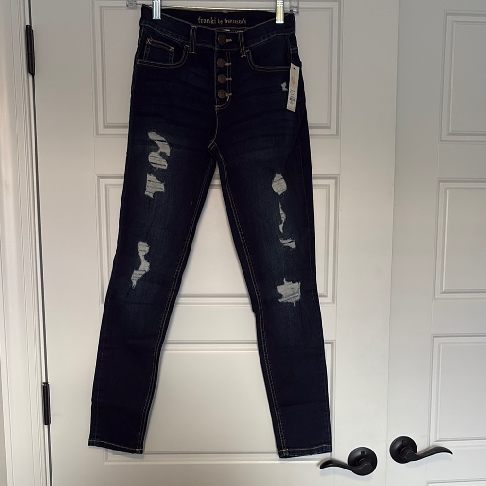 Francesca's Collections Blue Distressed Skinny Jeans